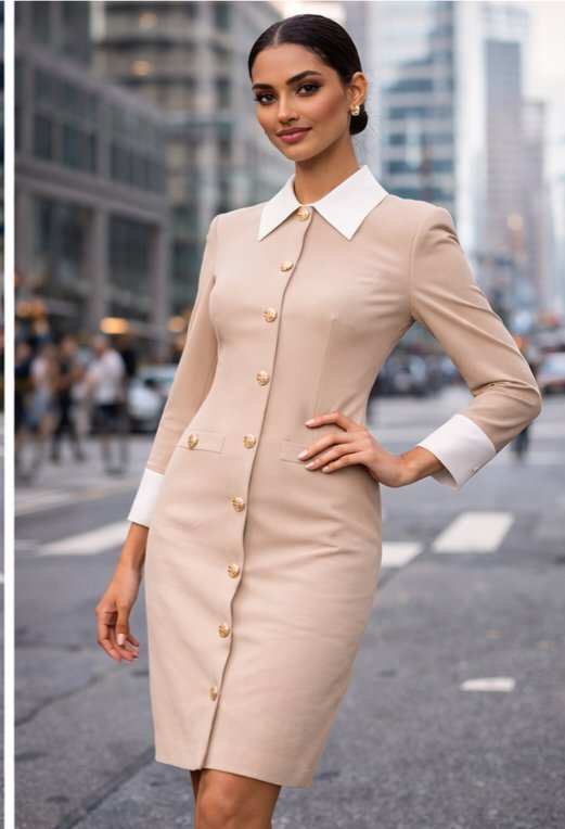La plus belle robe beige pour l'aid