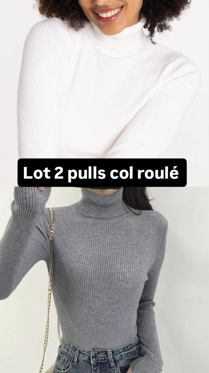 Lot de deux pulls neufs col roulé  extensibles de taille 1 jusqu a la taille 3 