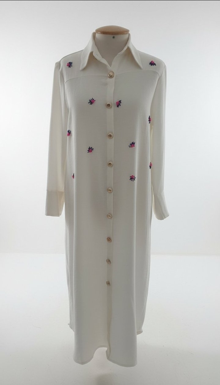 Robe chemise longue brodee T L/Xl