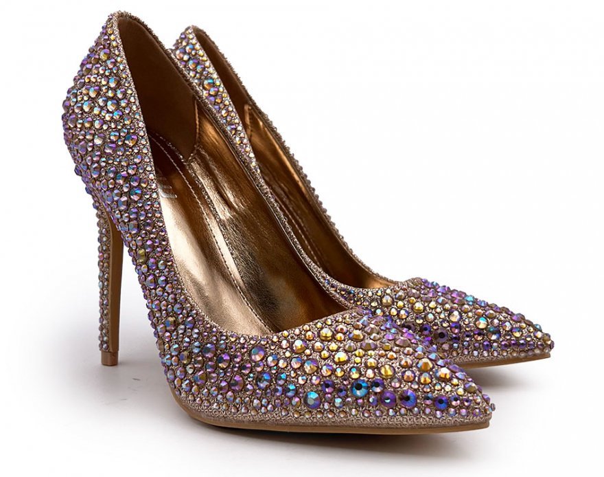 Escarpins doré et strass changeantes 