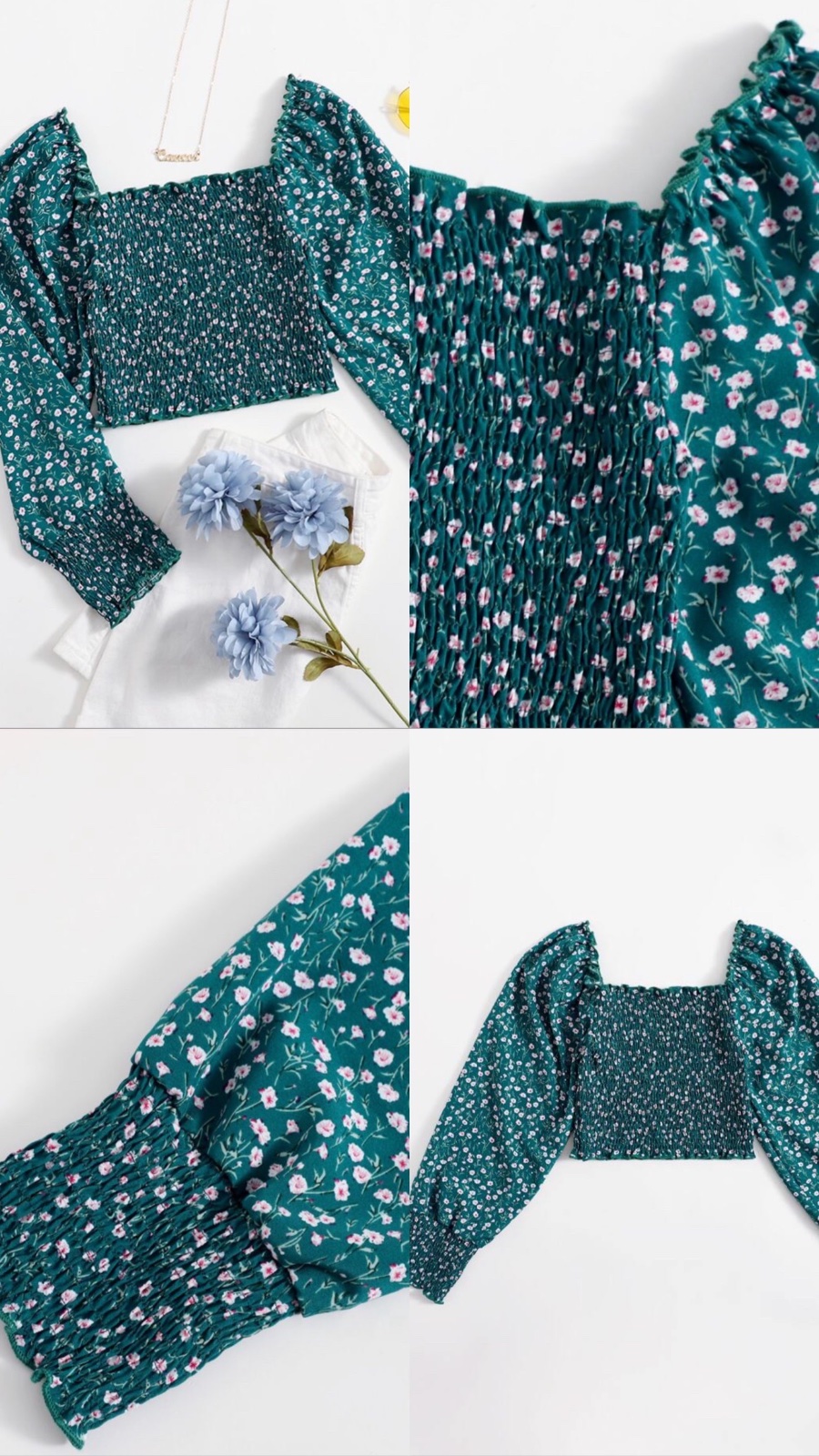 Blouse courte SHEIN Holidaya à motif fleuri