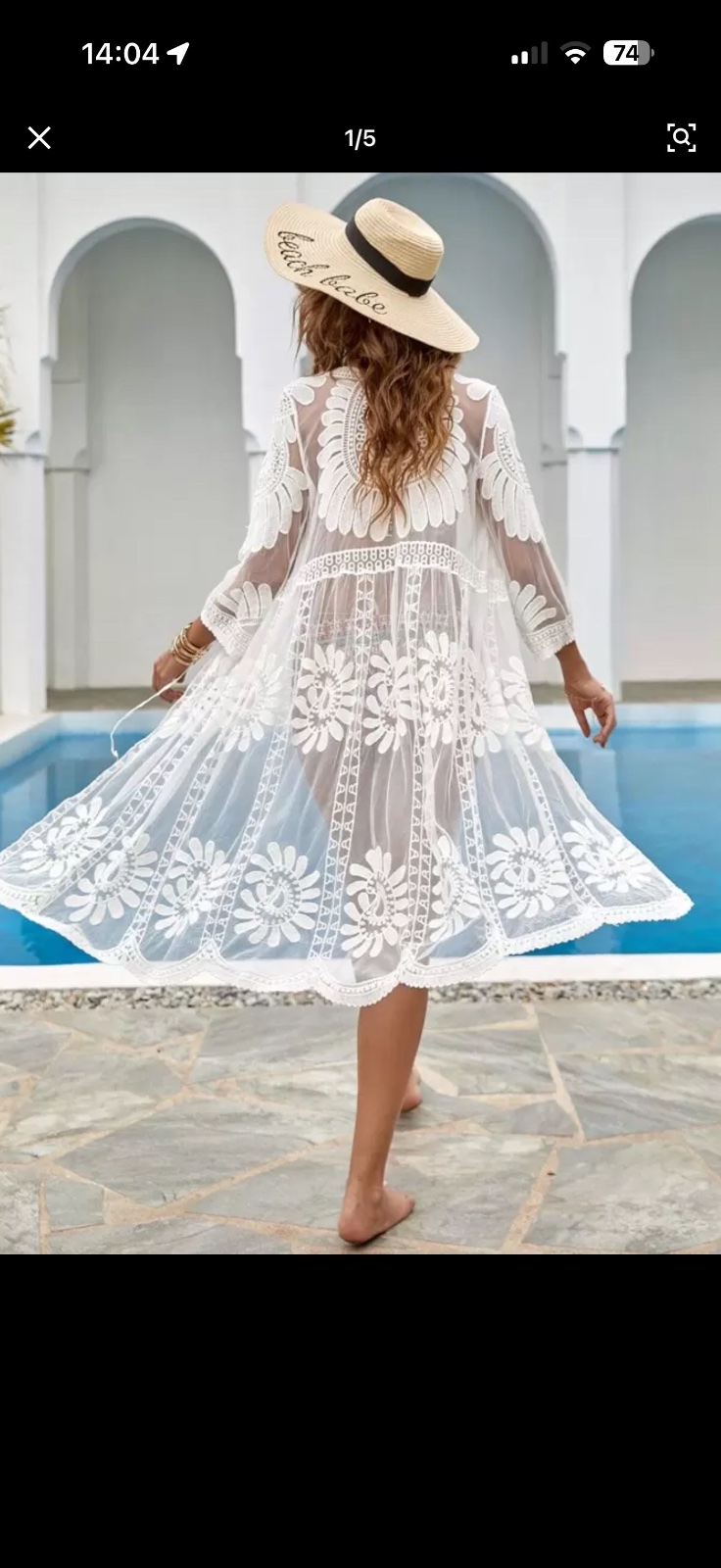 Kimono d’été SHEIN Swim VCAY en maille brodée, à structure rigide