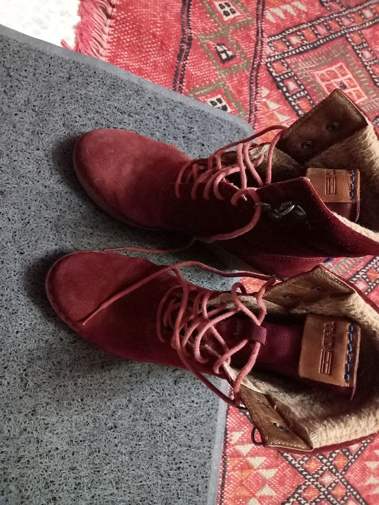 Chaussures compensées daim burgundy  