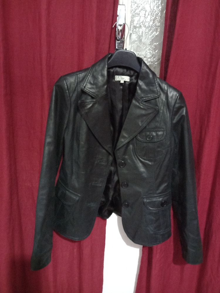 veste noire veritable cuir 