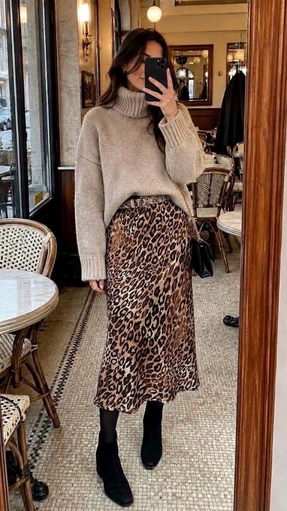 Jupe satin tigre