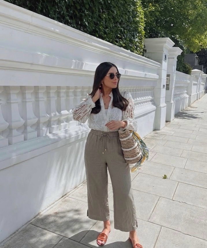 Pantalon Large en Lin michael kors 