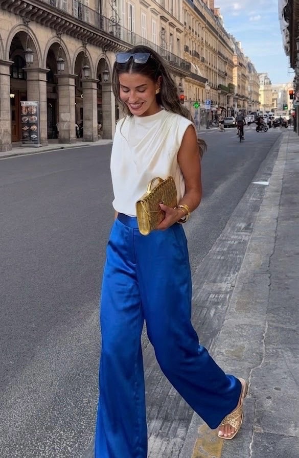 Pantalon large satin kiabi