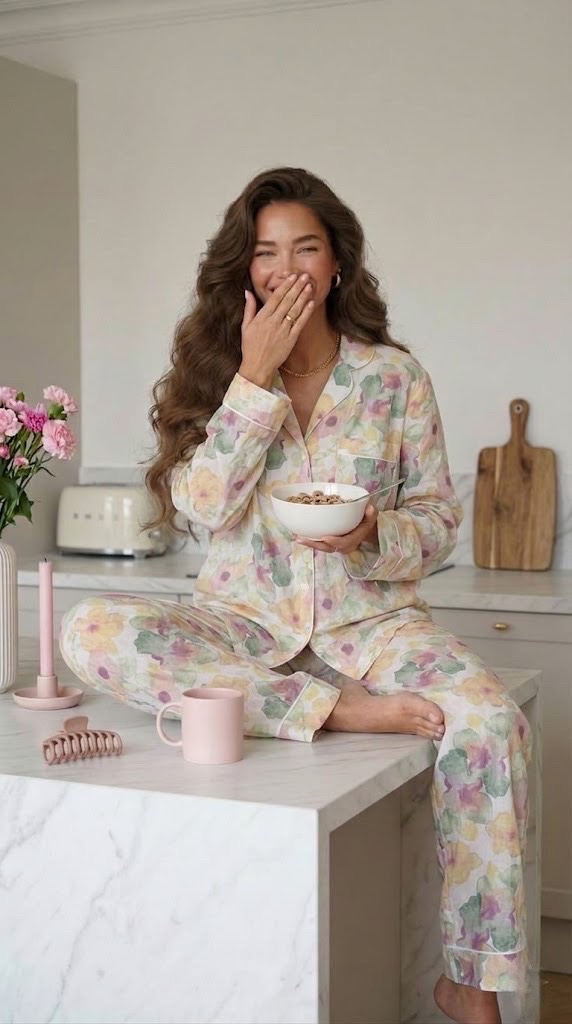 Pyjama en tissu léger et frais, idéal  pour l’été🌸✨