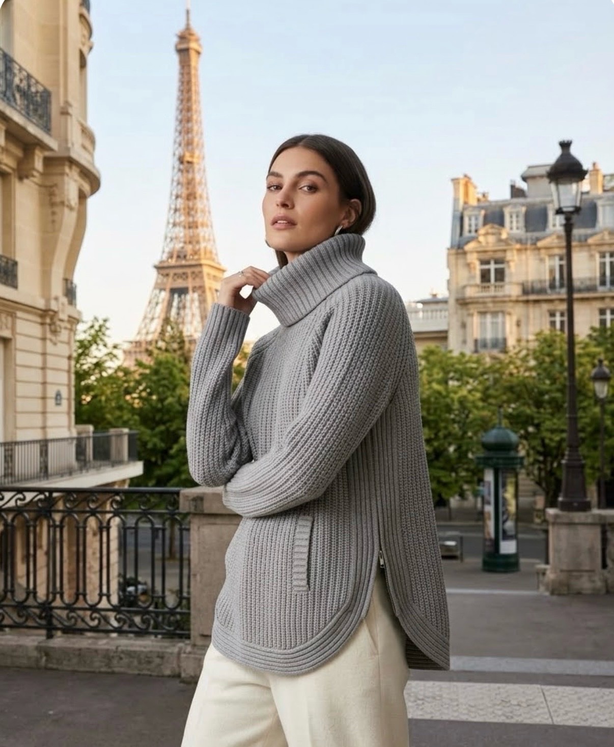 Pull en maille gris 