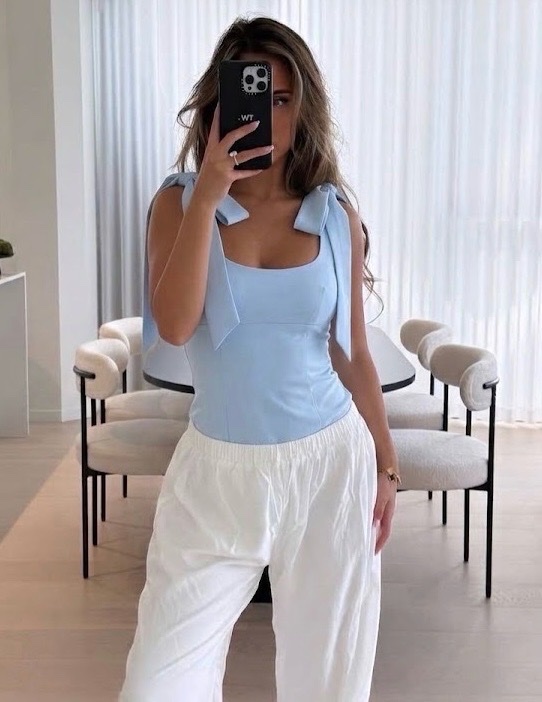 Dravelle Blouse sans manches pour femmes de couleur unie avec décoration de nœud