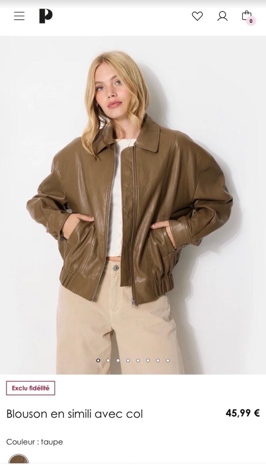 Blouson en simili cuir  avec col pimkie 