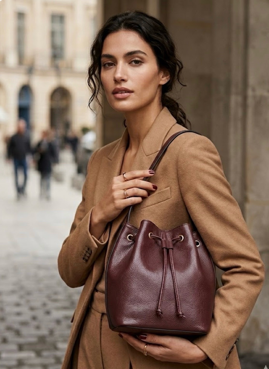 Sac en cuir burgndy
