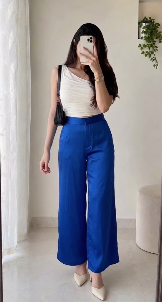 Pantalon large satin kiabi 