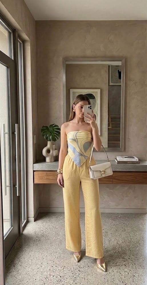 Pantalon jaune large  🍋