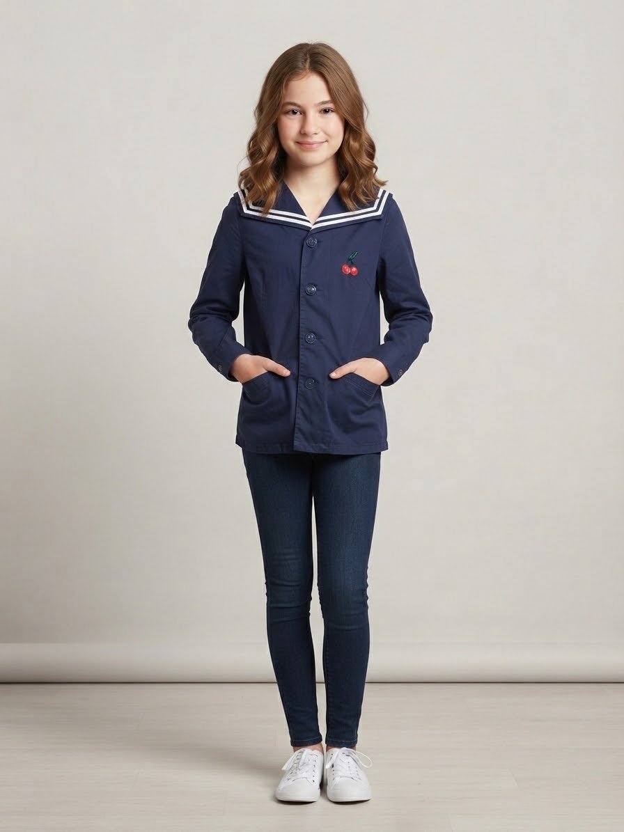 Trench fillette style marin bleu marine H&M 7/9ans