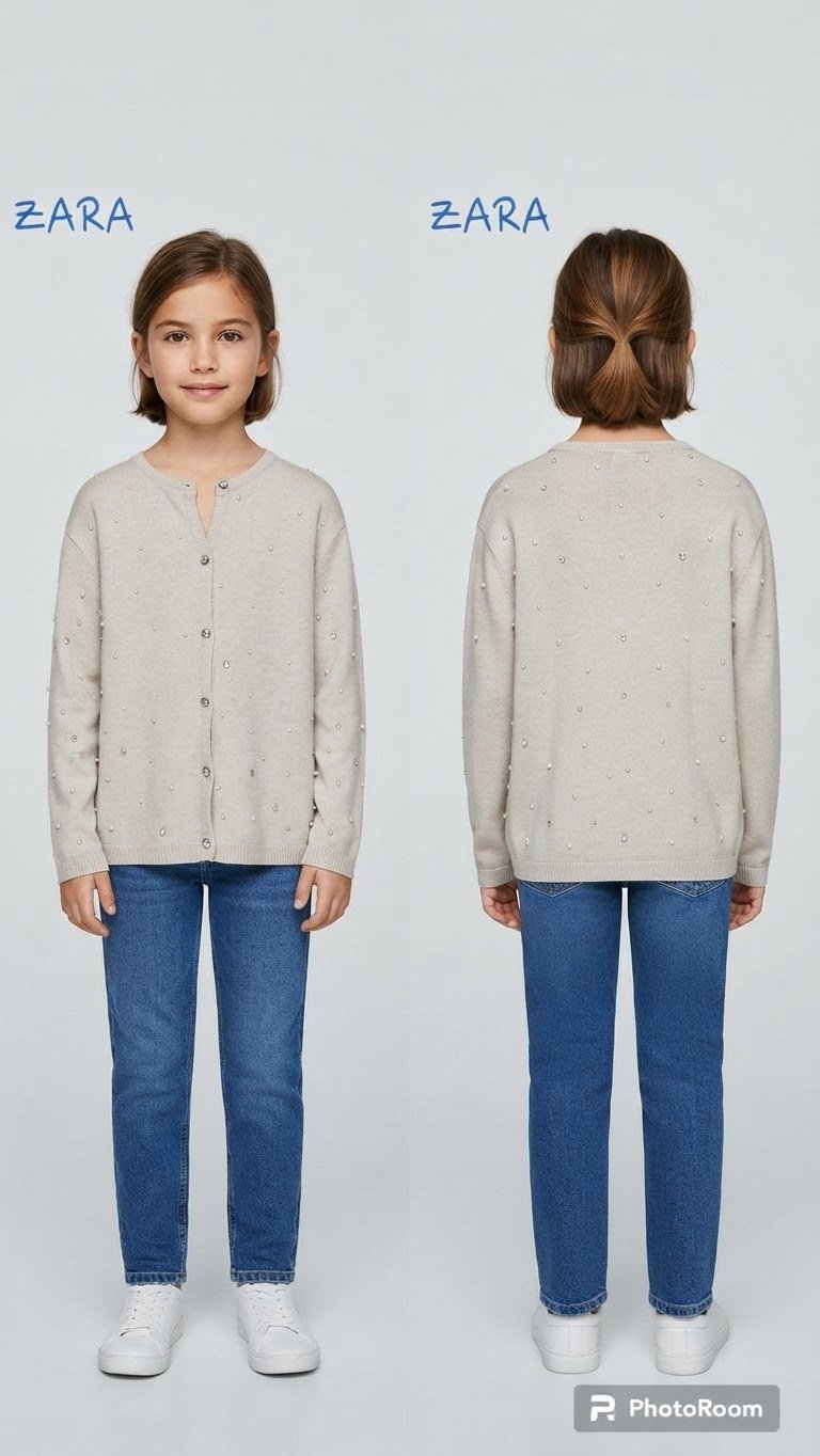 Beau gilet ZARA beige avec perles et strass 7/8ans