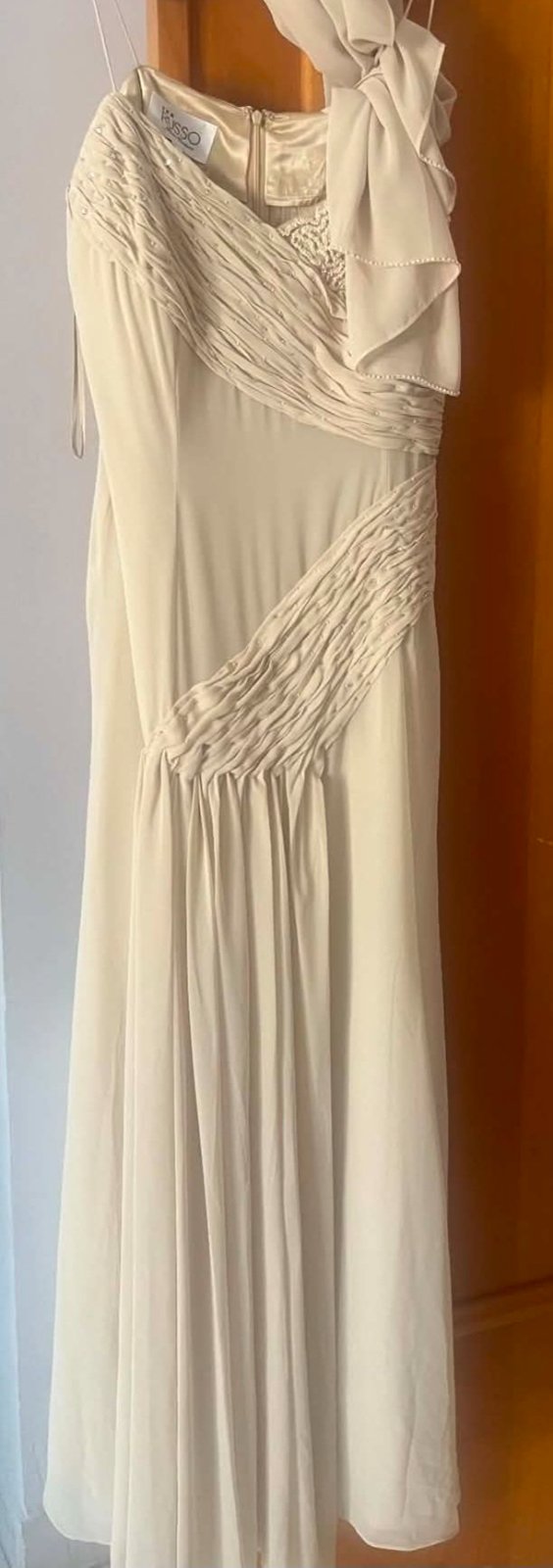 Très belle robe soirée longue avec écharpe assortie haute couture Anna Russo T44 