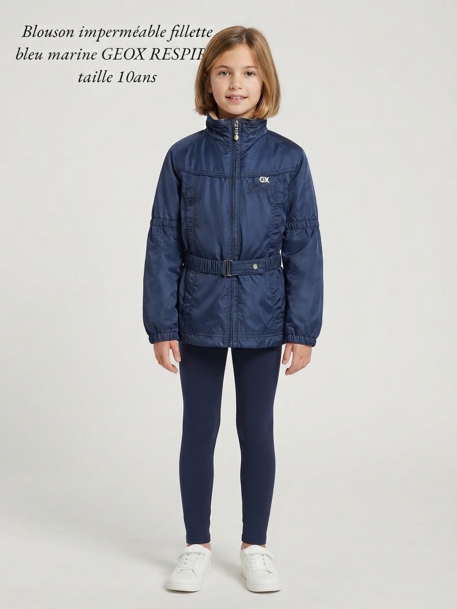 Beau blouson imperméable bleu marine GEOX RESPIRA 8/10ans