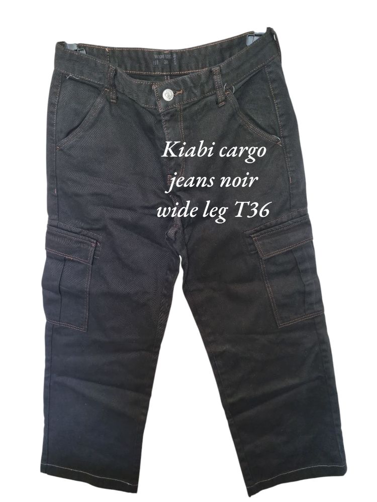 Jeans cargo noir wide leg KIABI T36/38