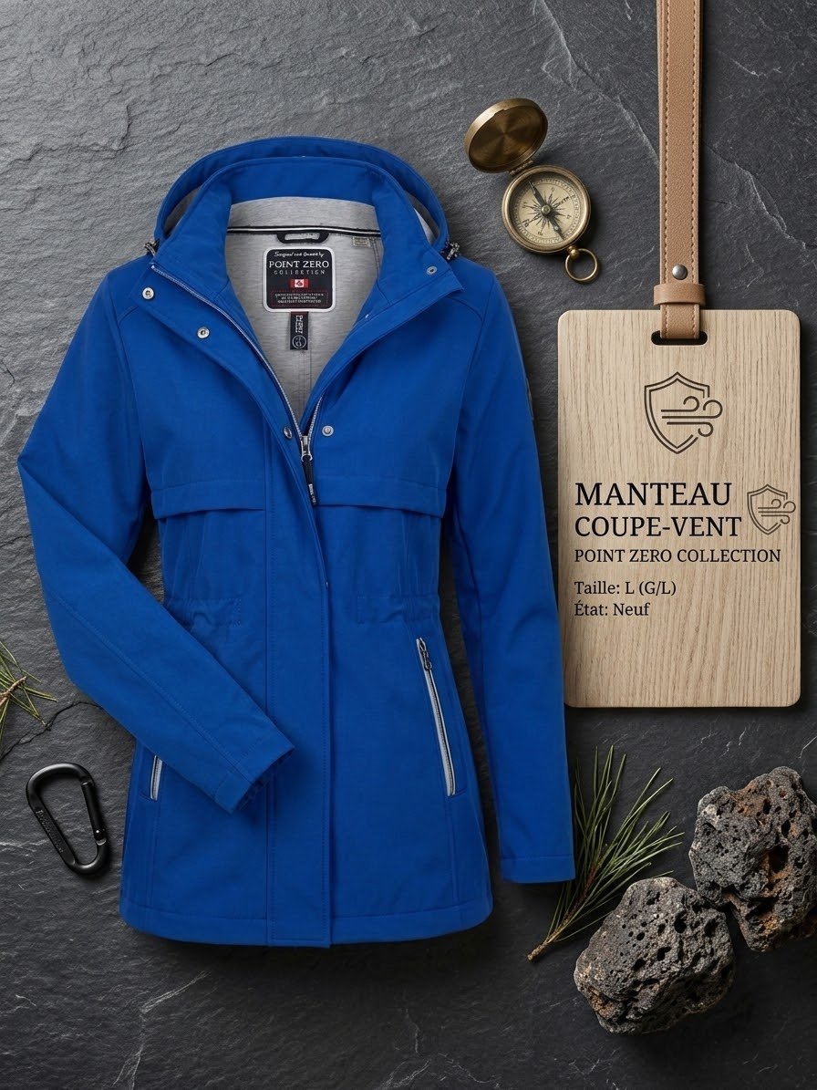 Manteau imperméable bleu neuf taille L Point Zero 