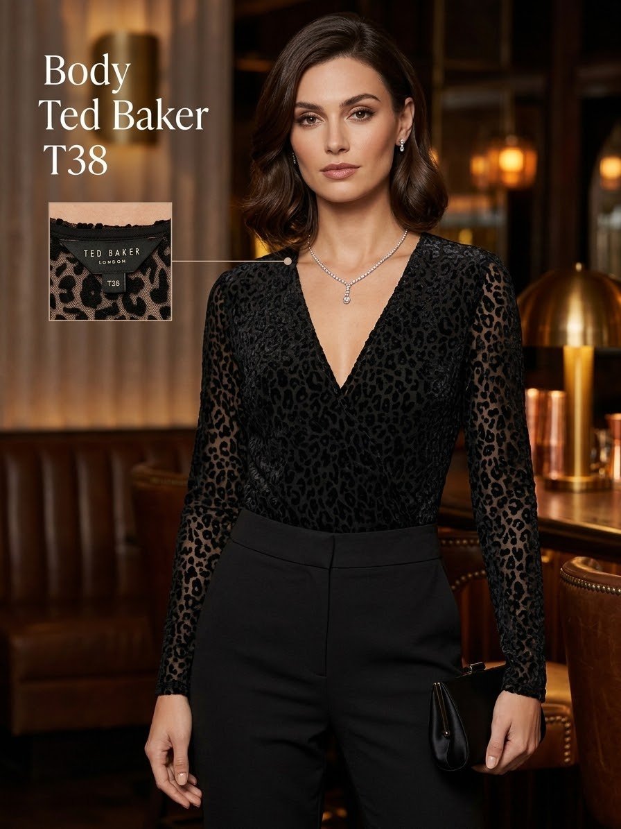Beau body noir en velours Ted Baker taille 38 