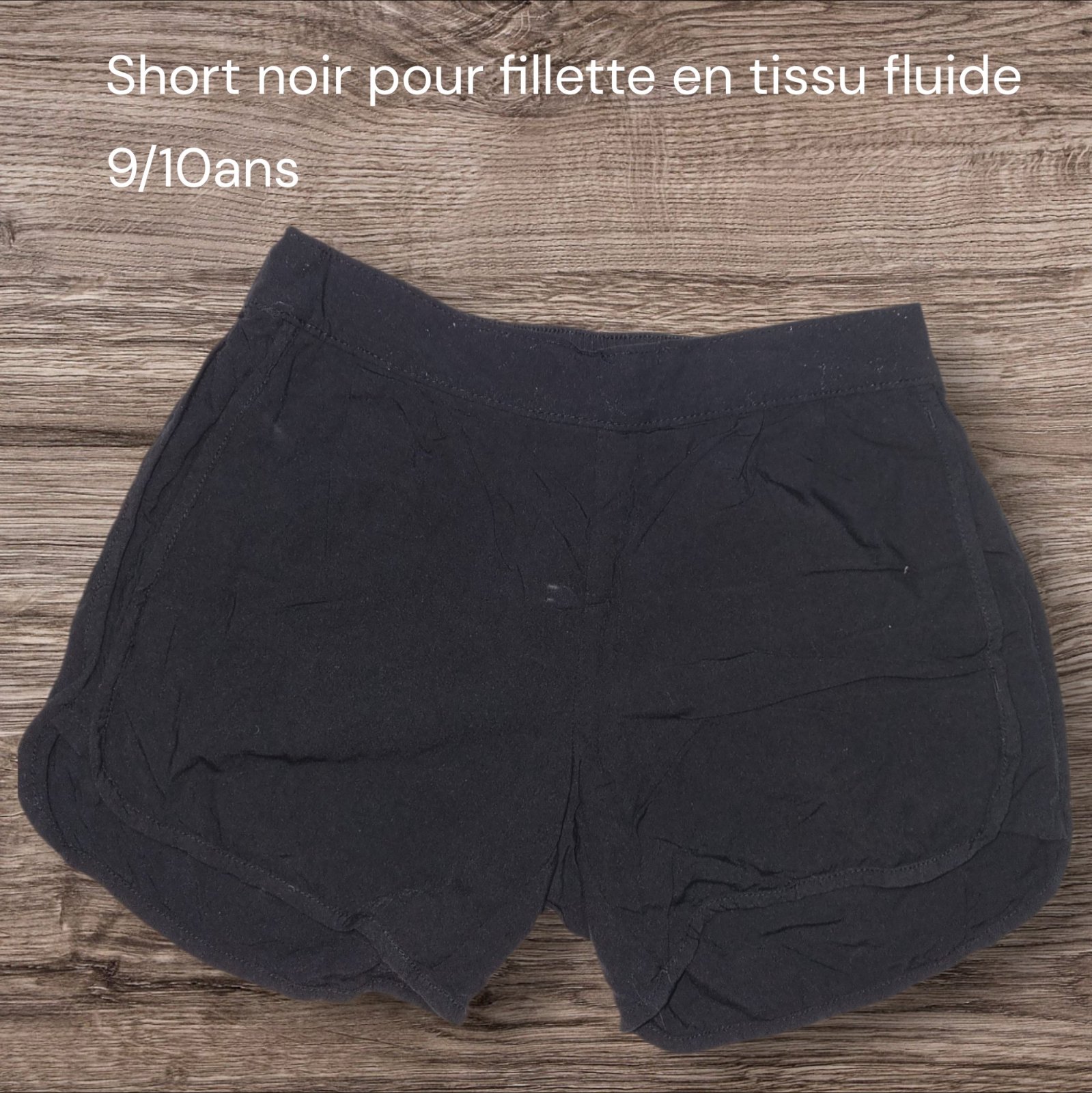 Short noir en coton fluide 9/10ans 