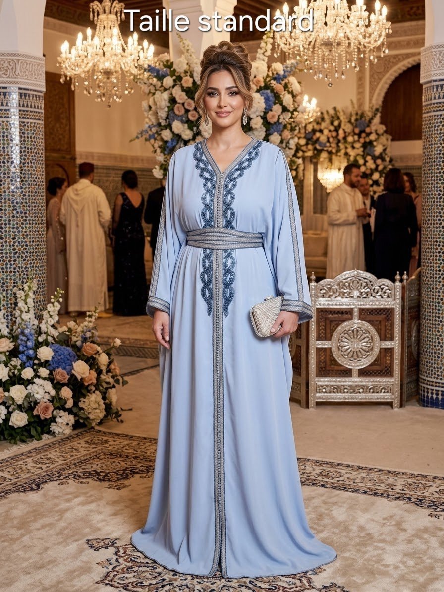 Belle robe caftan bleue taille standard 