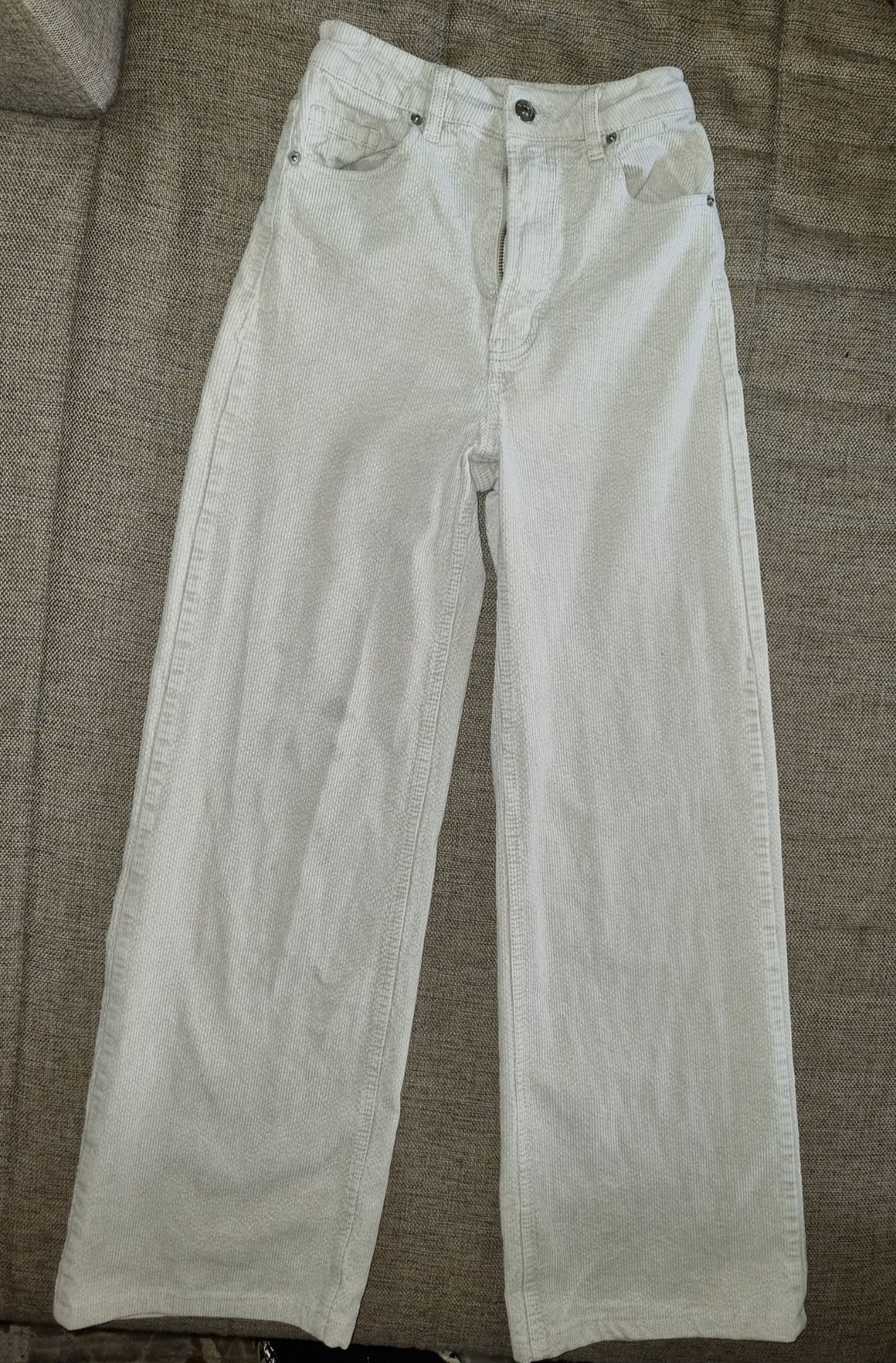 Pantalon large en velours côtelé T34 XS beige H&M