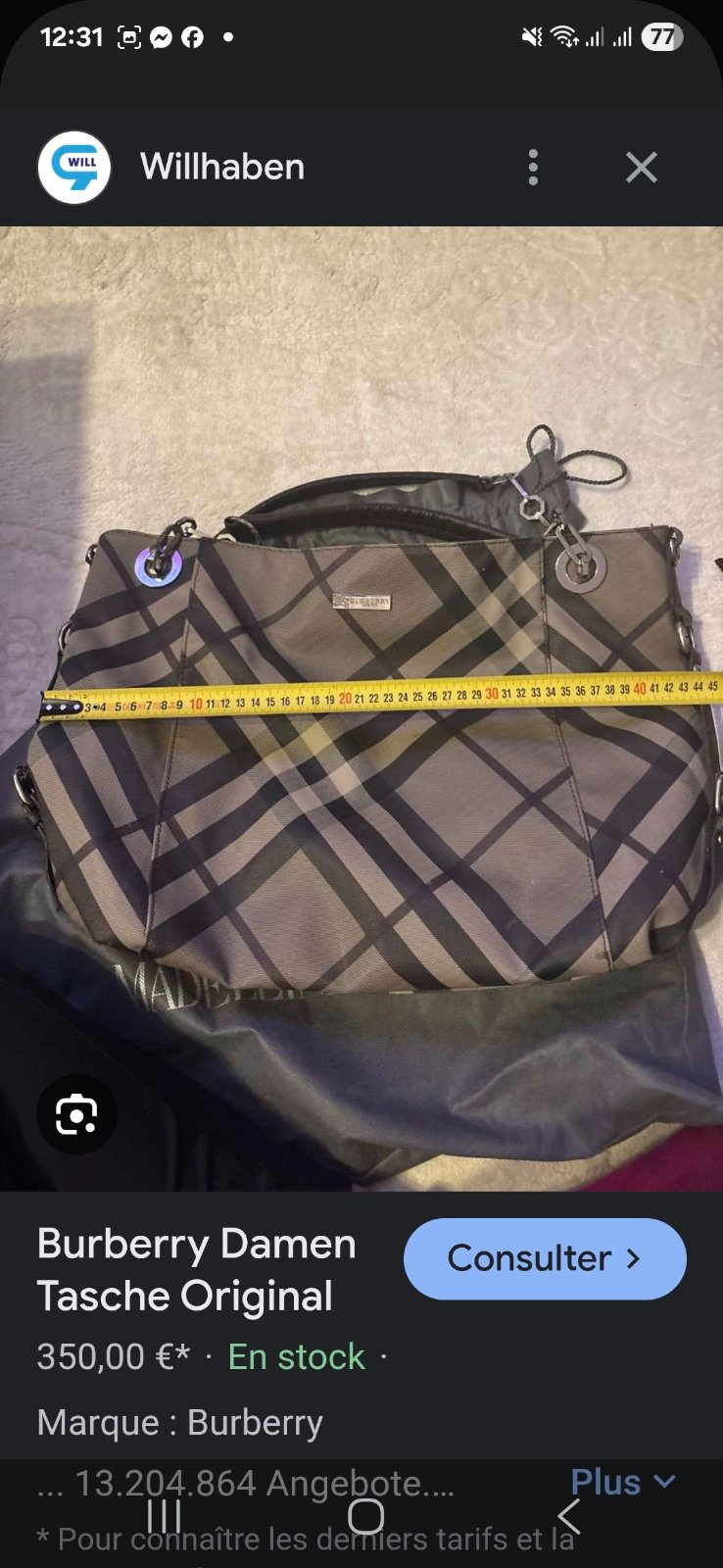 Sac a Main Burberry Authentic importé