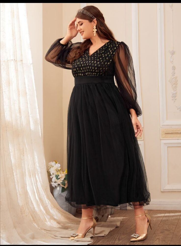 Shein robe a manches bouffantes étoiles a tulles imprimé 
