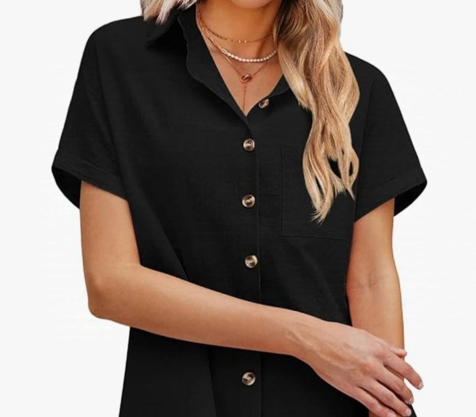 Chemise noire manches courtes 