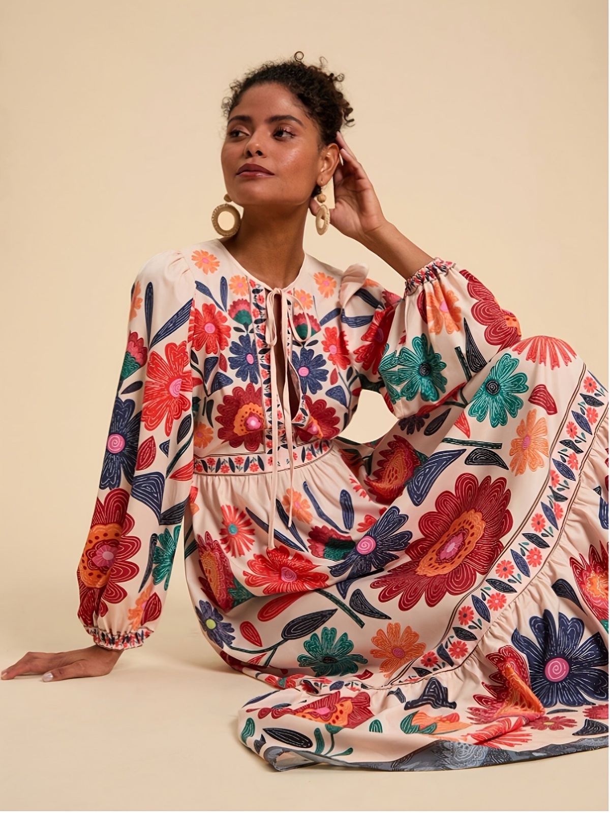 Robe longue fleurie – Imprimé coloré 🌺