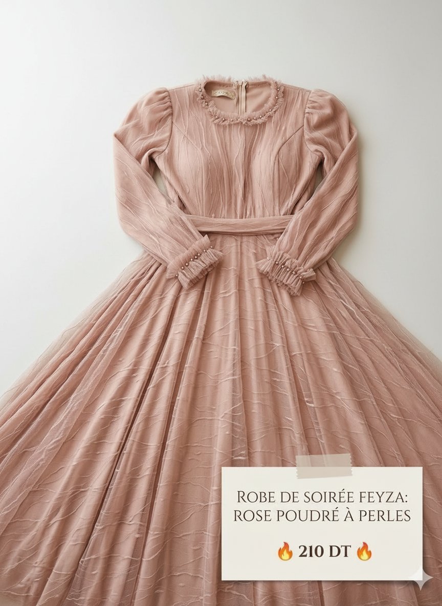 : ✨ Robe de Soirée "Feyza" - Rose Poudré & Perles ✨