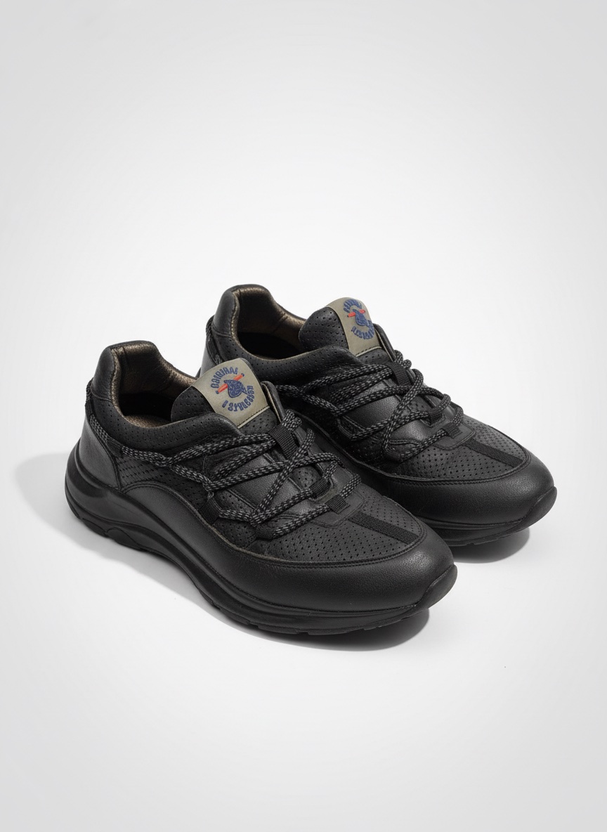 Baskets noir cuir