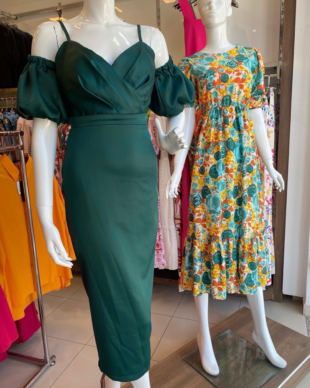 Robe vert satin 