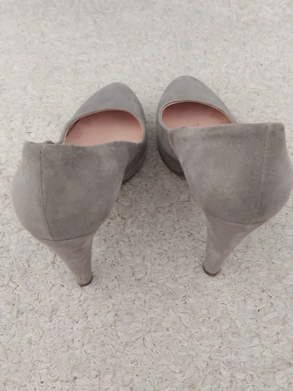 Chaussures a talons escarpins grises 38 vrai daim et cuir 