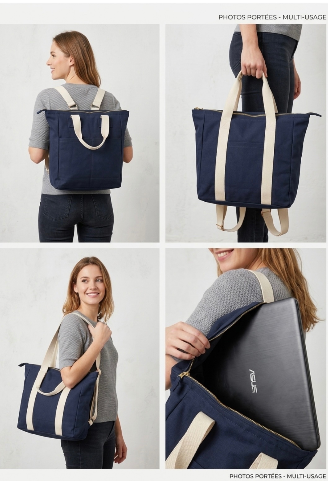 Grand sac convertible 3-en-1 – Sac à main, sac d'épaule et sac à dos