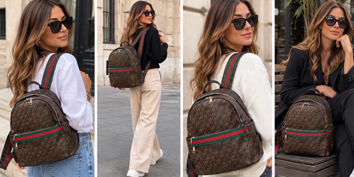 Sac à dos urbain texturé avec des imprimés monogrammes