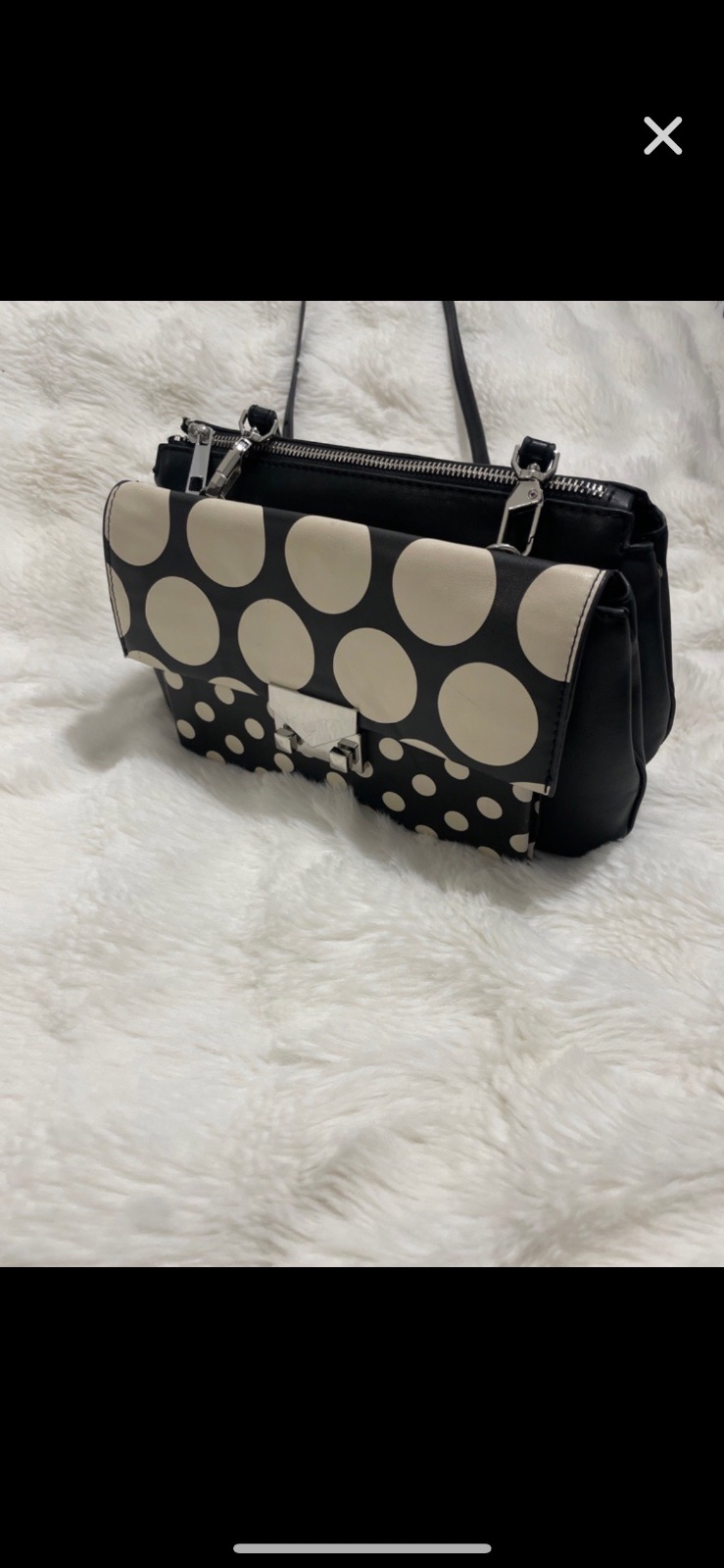 Sac bandoulière Mango cuir – noir et blanc