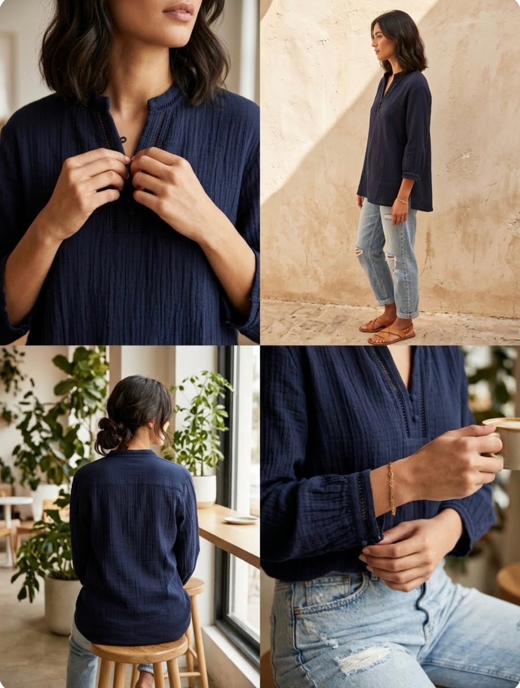 Tunique / Robe-chemise longue Zara Bleu Marine – Taille M