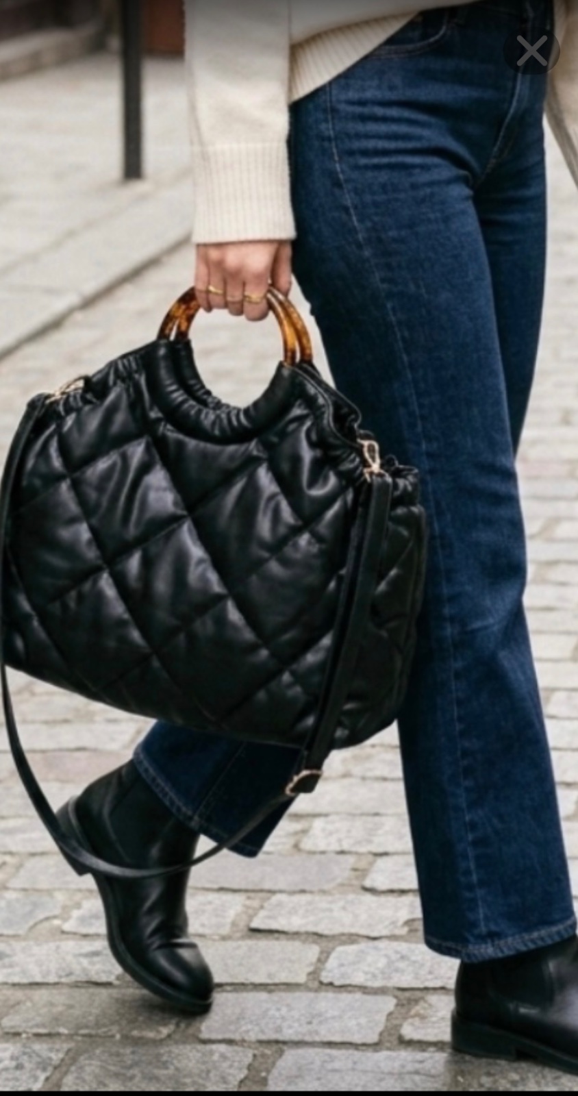 Sac cabas matelassé noir