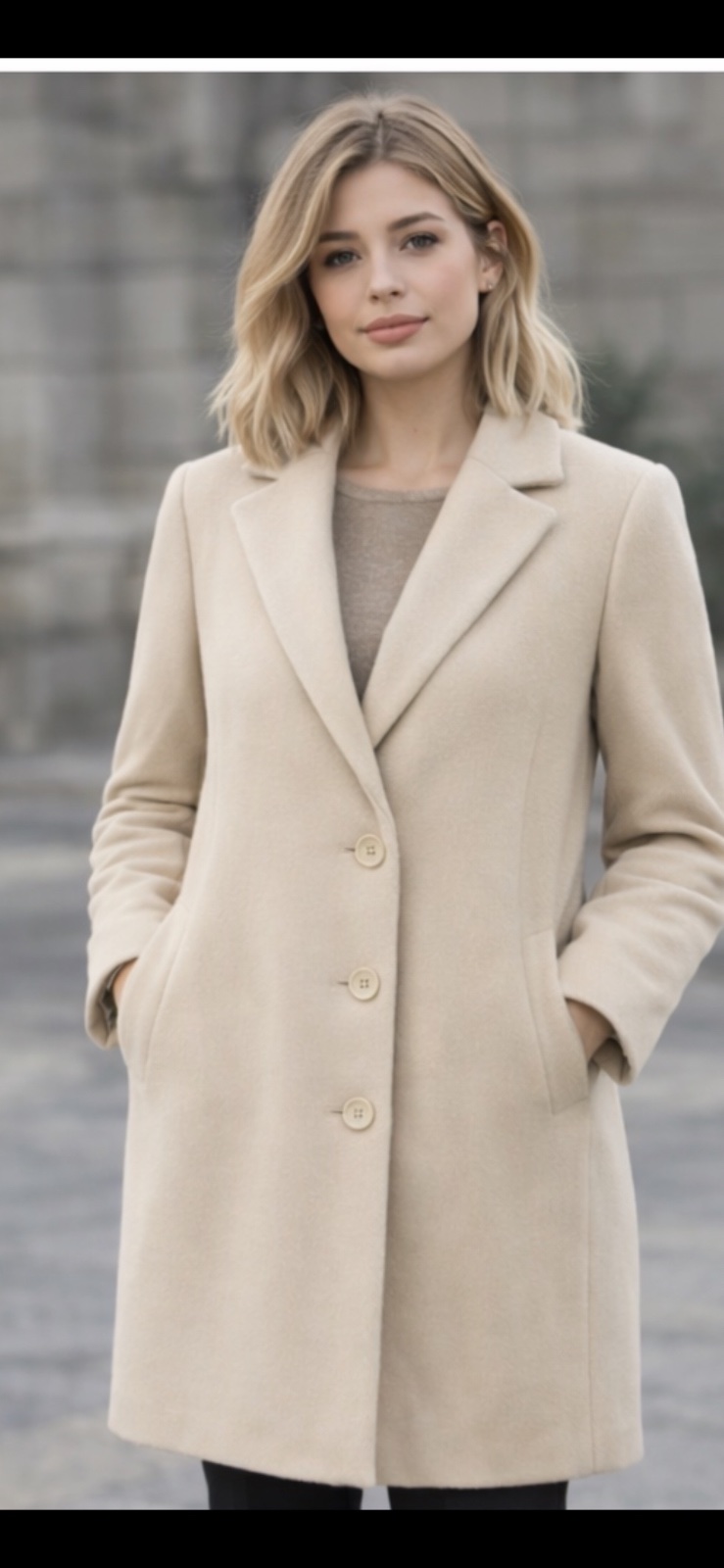 🧥 Manteau croisé en laine vierge et cachemire 