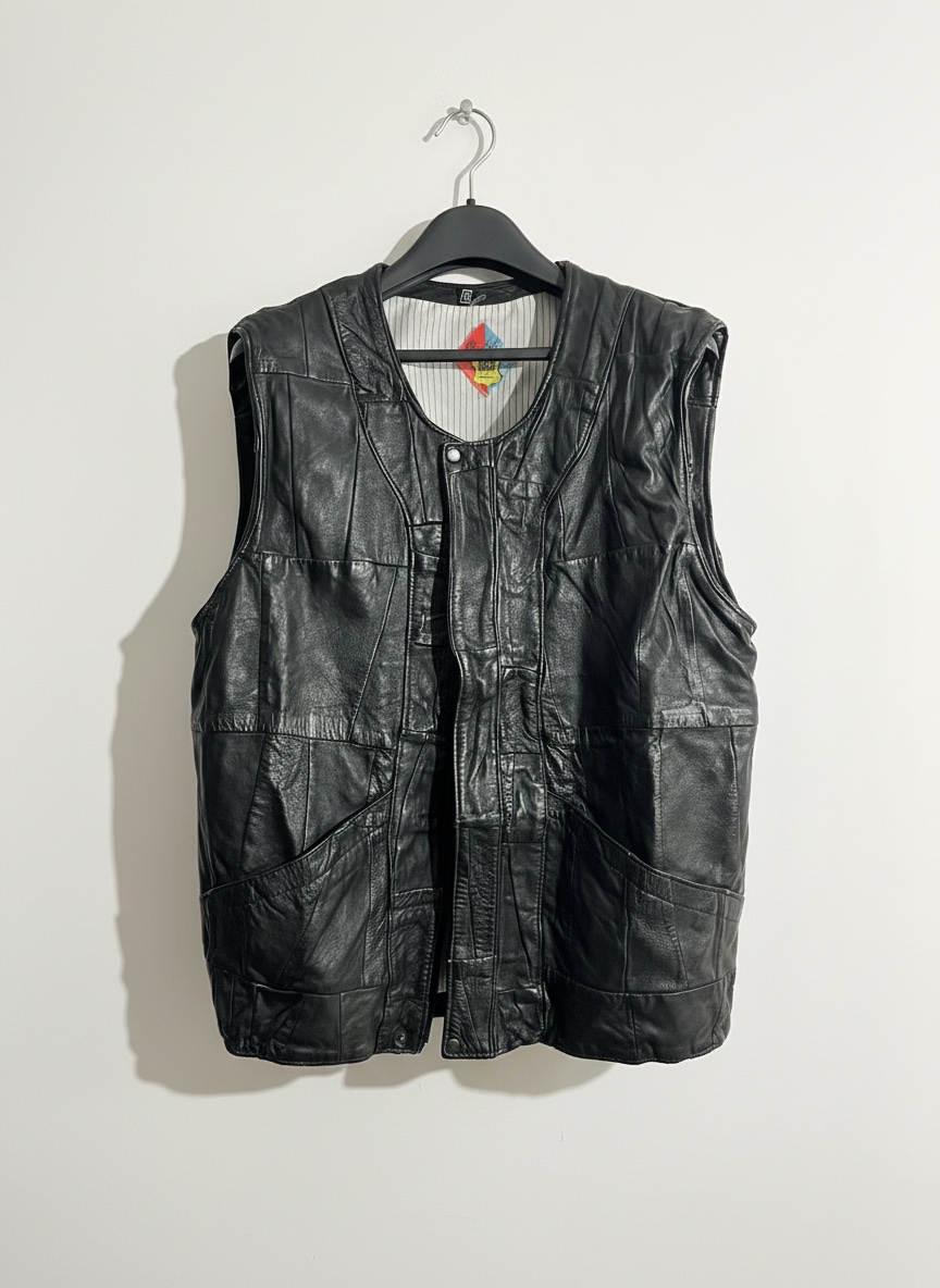 🧥 Gilet en cuir véritable sans manches – style biker