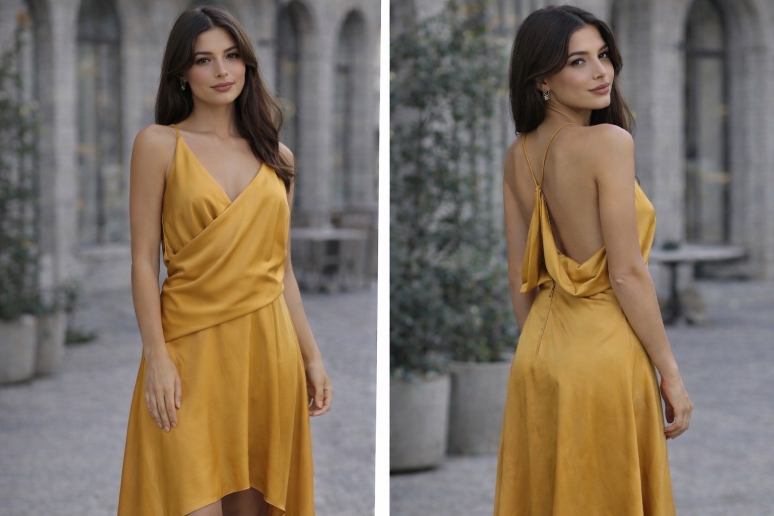 Robe ASOS satinée couleur moutarde – neuve