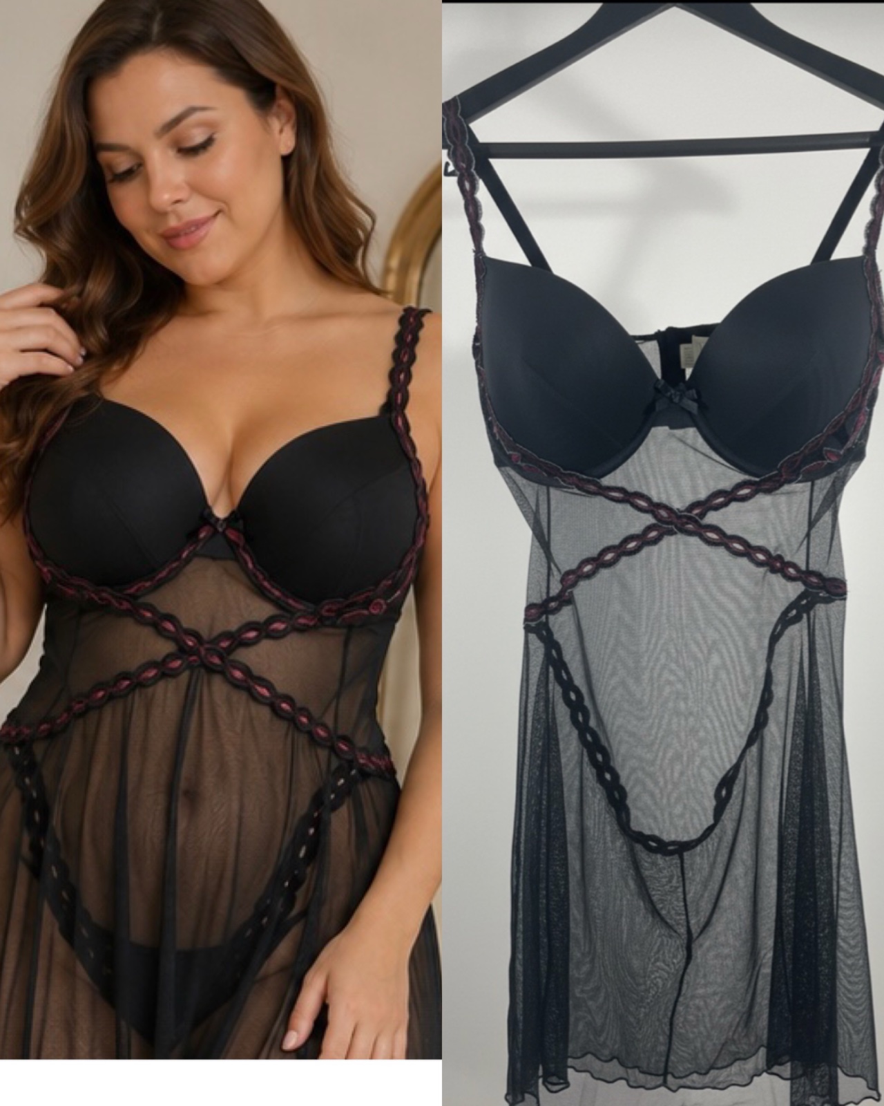 Nuisette bustier  transparente