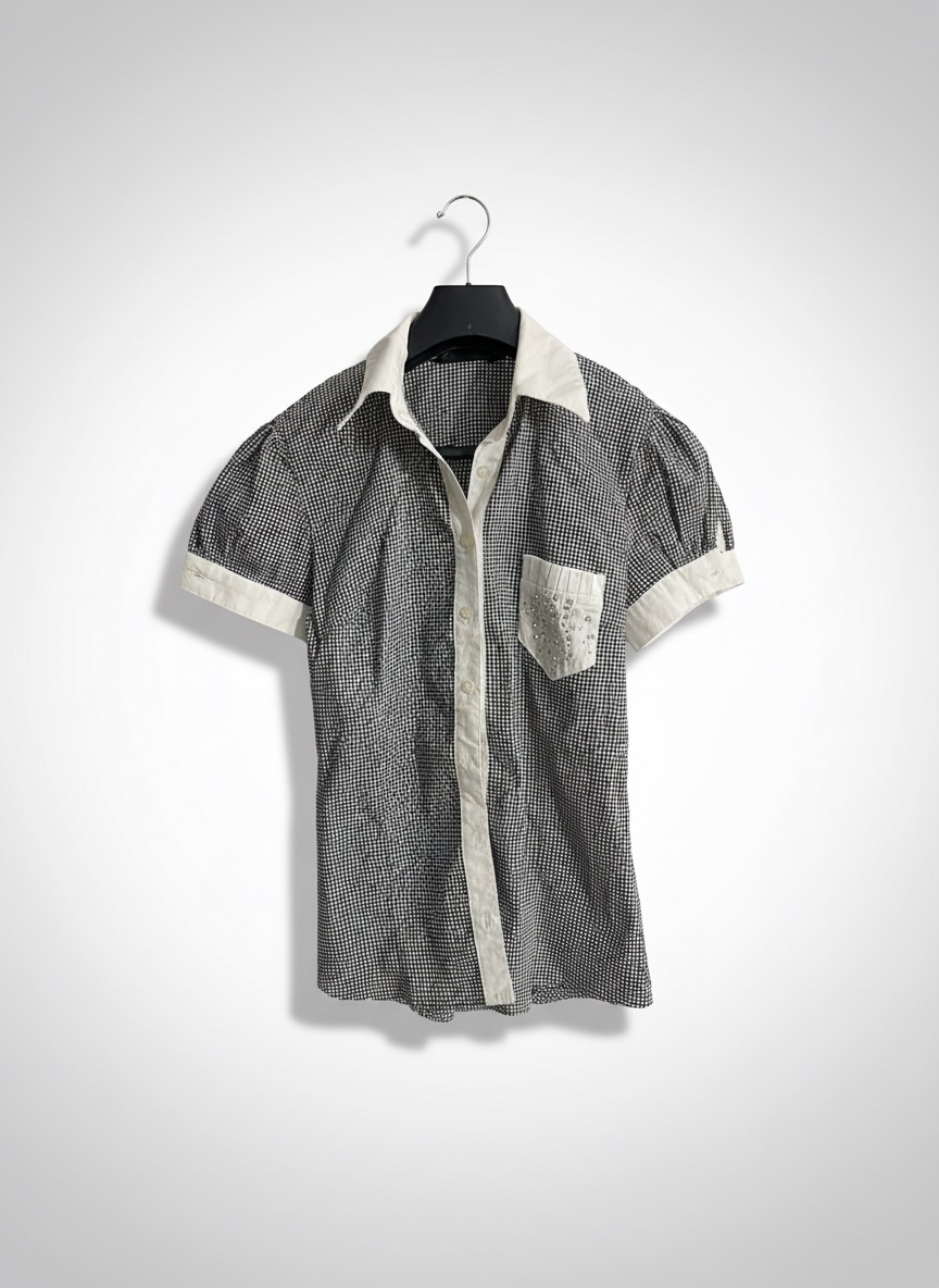Chemise à carreaux blanc et noir