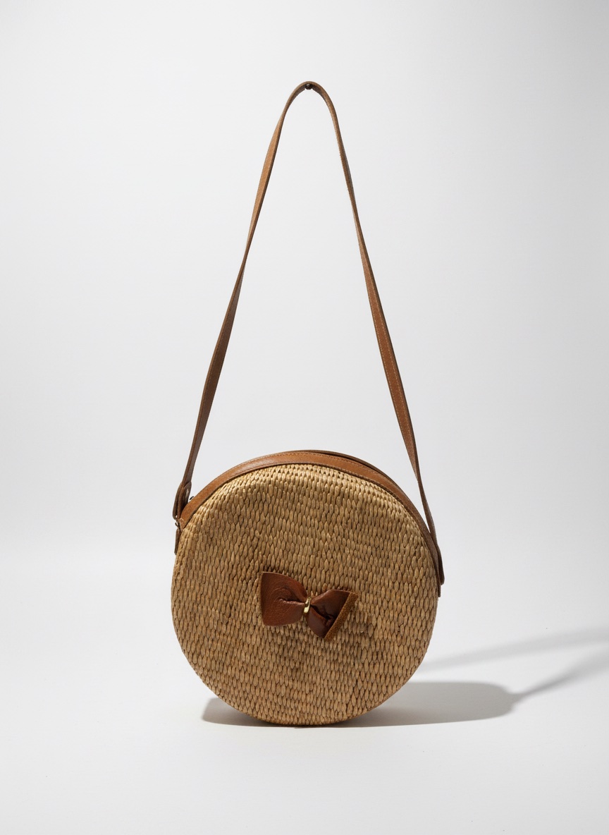 Sac en rotin rond tricoté en paille