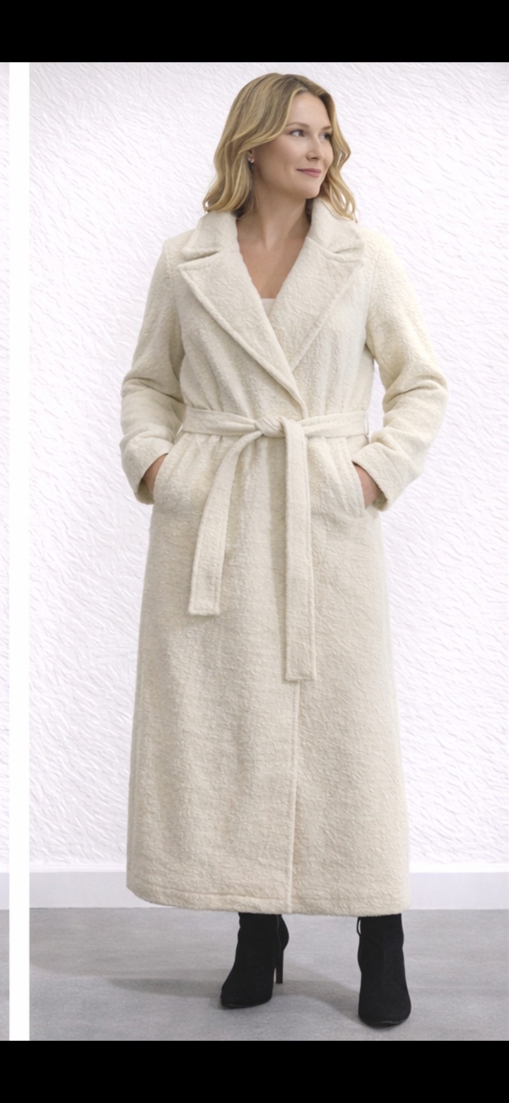 Manteau en bouclettes blanc cassé, neuf 