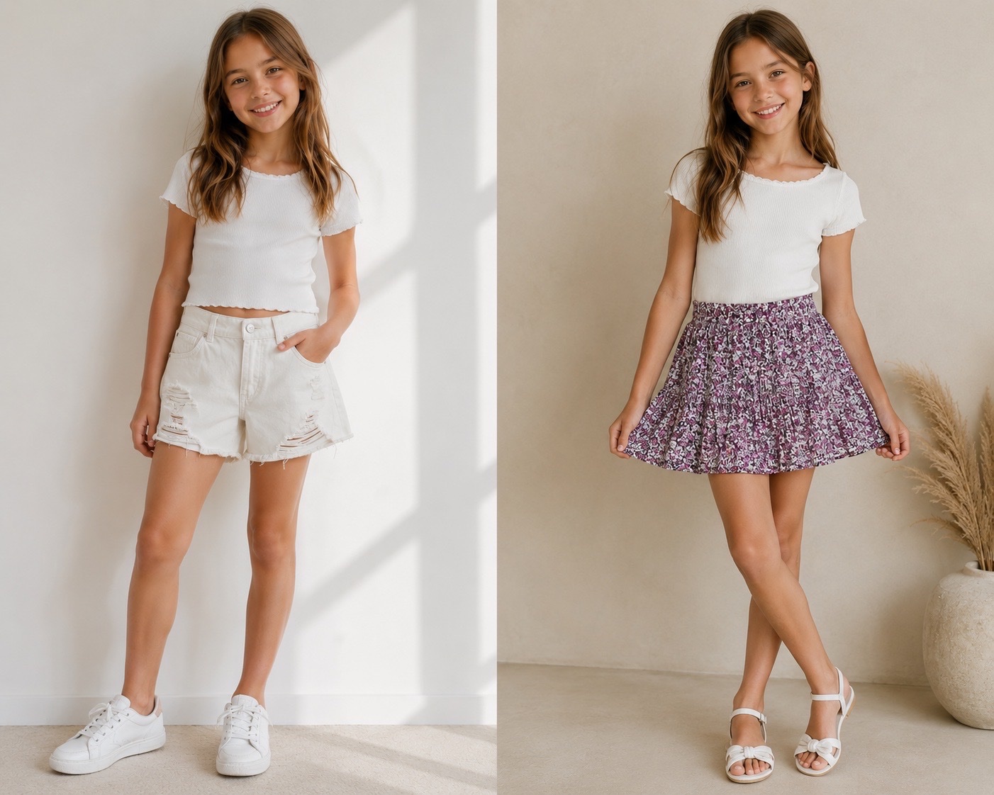 Lot de deux articles Jupe-short Zara fleurie et short pour fille