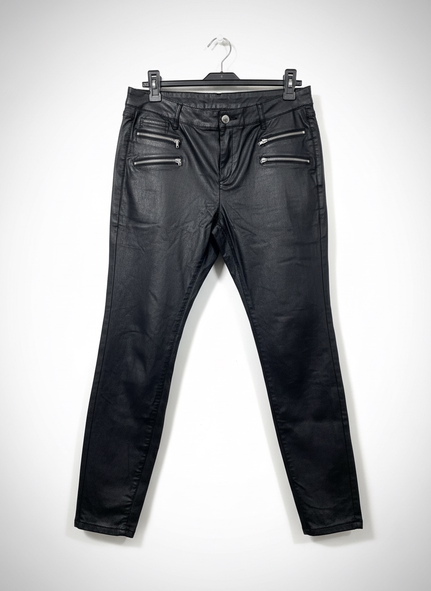 Pantalon Femme Jean Slim Pantalon en Simili Cuir pour Femmes Skinny Motard Look